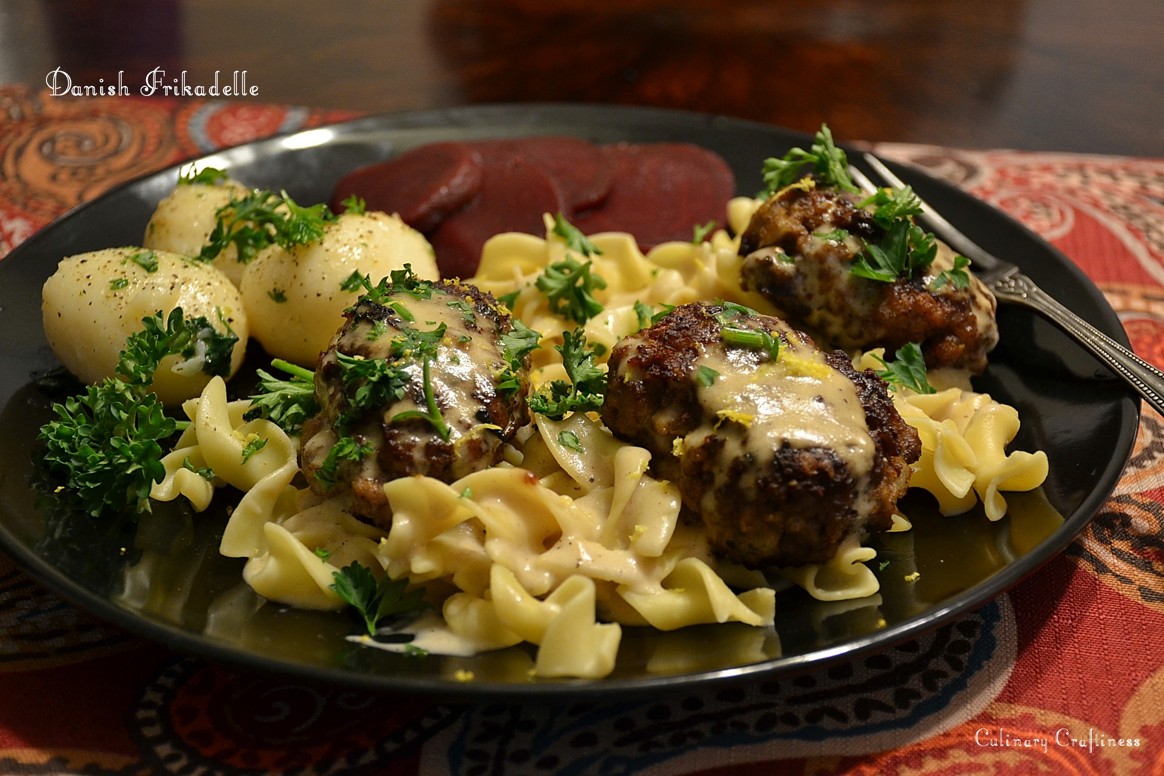 Danish Frikadelle “Meatballs” with Noodles and Gravy – Culinary Craftiness